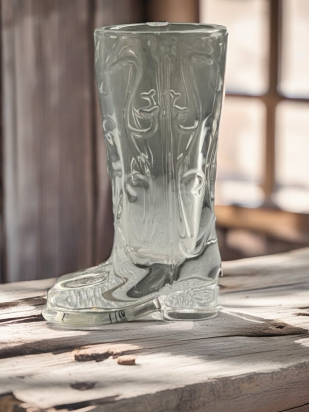 Circleware Clear Pressed Glass Cowboy Boot Mini Shot Glass / Toothpick Holder
